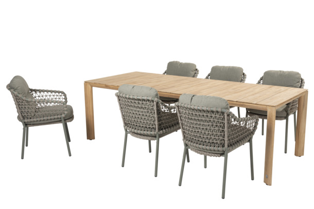 4SO Jura stapelbare tuinstoelen met zit- en rugkussen (olijfkleurig) - 7